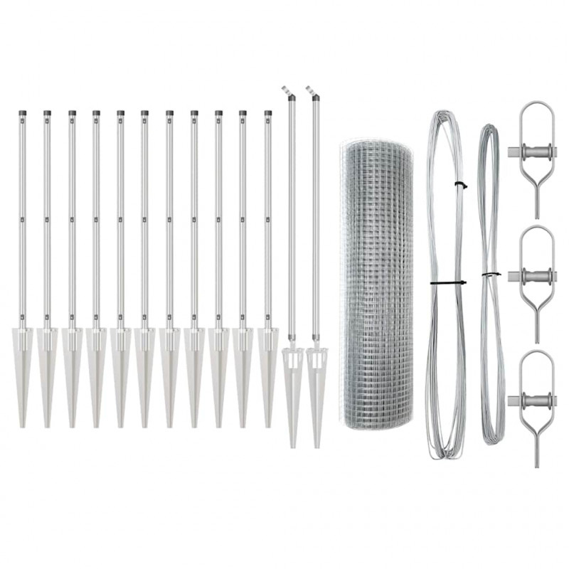 Słupek ogrodzeniowy. Srebrny 25 x 1 m (siatka 25 x 25 mm) Stal