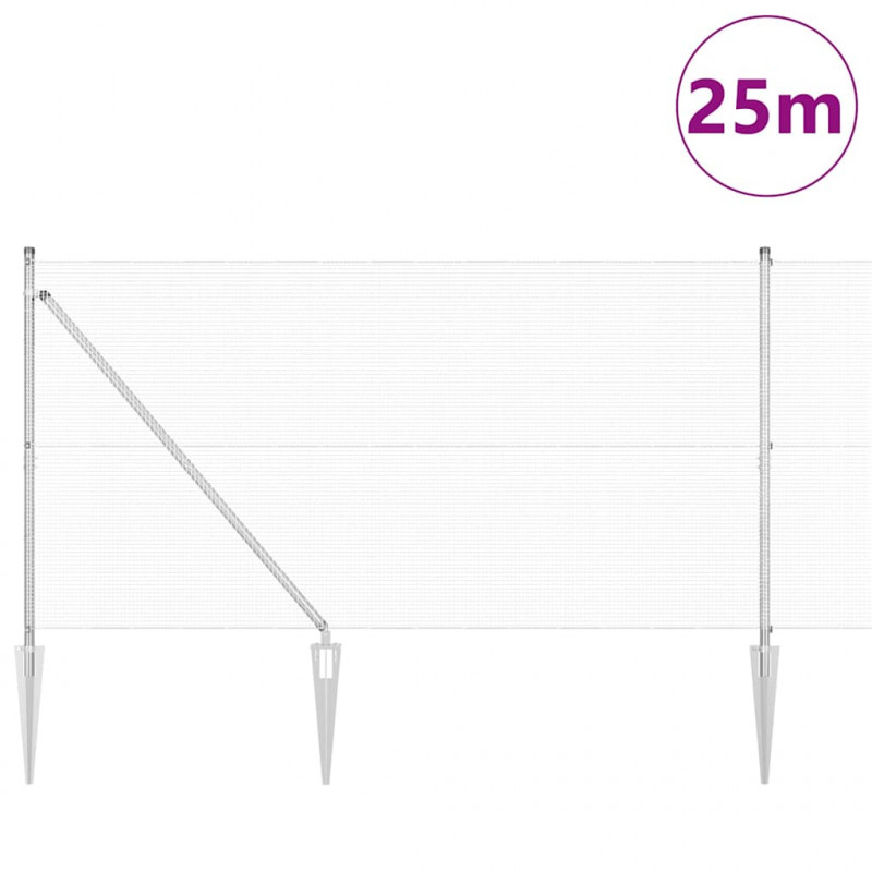 Słupek ogrodzeniowy. Srebrny 25 x 1,2 m (siatka 12 x 12 mm)