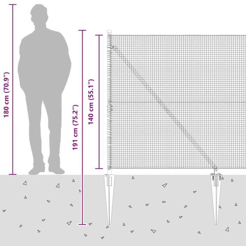 Słupek ogrodzeniowy. Srebrny 25 x 1,4 m (siatka 16 x 16 mm)