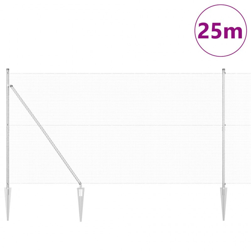 Słupek ogrodzeniowy. Srebrny 25 x 1,5 m (19 x 19 mm siatka)