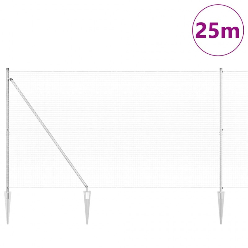 Słupek ogrodzeniowy. Srebrny 25 x 1,5 m (25 x 25 mm siatka)