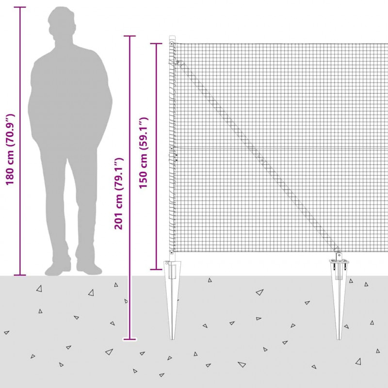 Słupek ogrodzeniowy. Srebrny 25 x 1,5 m (25 x 25 mm siatka)