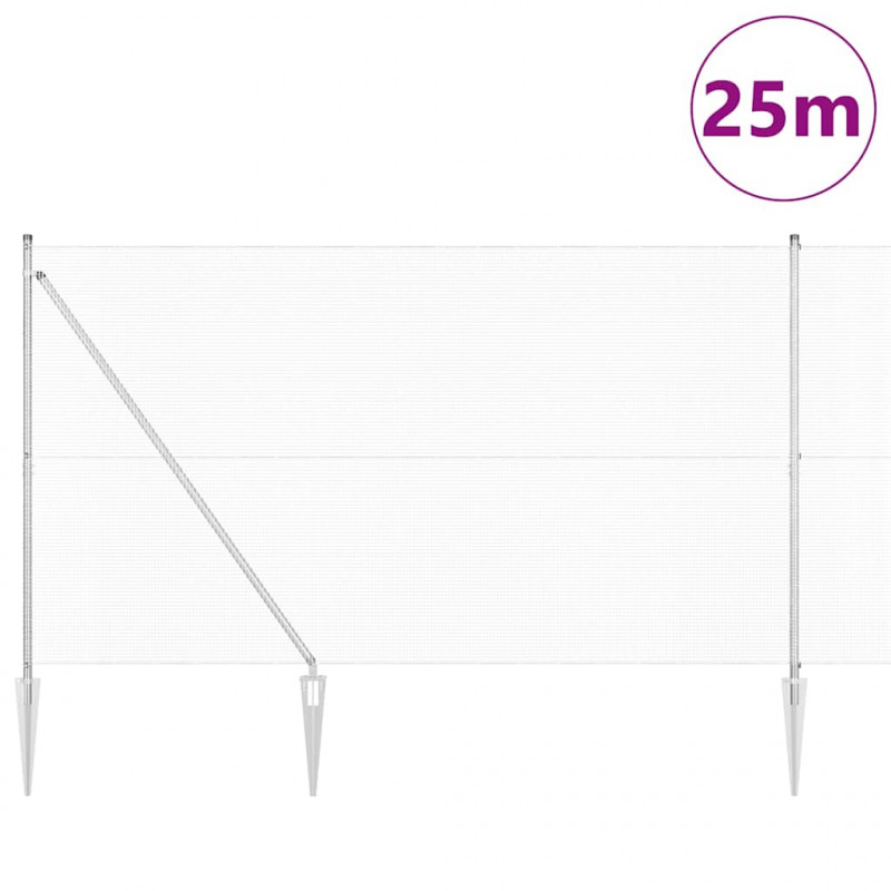 Słupek ogrodzeniowy. Srebrny 25 x 1,6 m (siatka 12 x 12 mm)