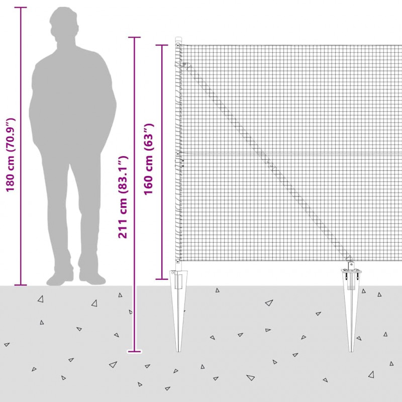 Słupek ogrodzeniowy. Srebrny 25 x 1,6 m (siatka 25 x 25 mm)