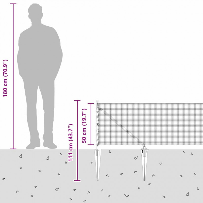 Słupek ogrodzeniowy. Srebrny 50 x 0,5 m (siatka 16 x 16 mm)