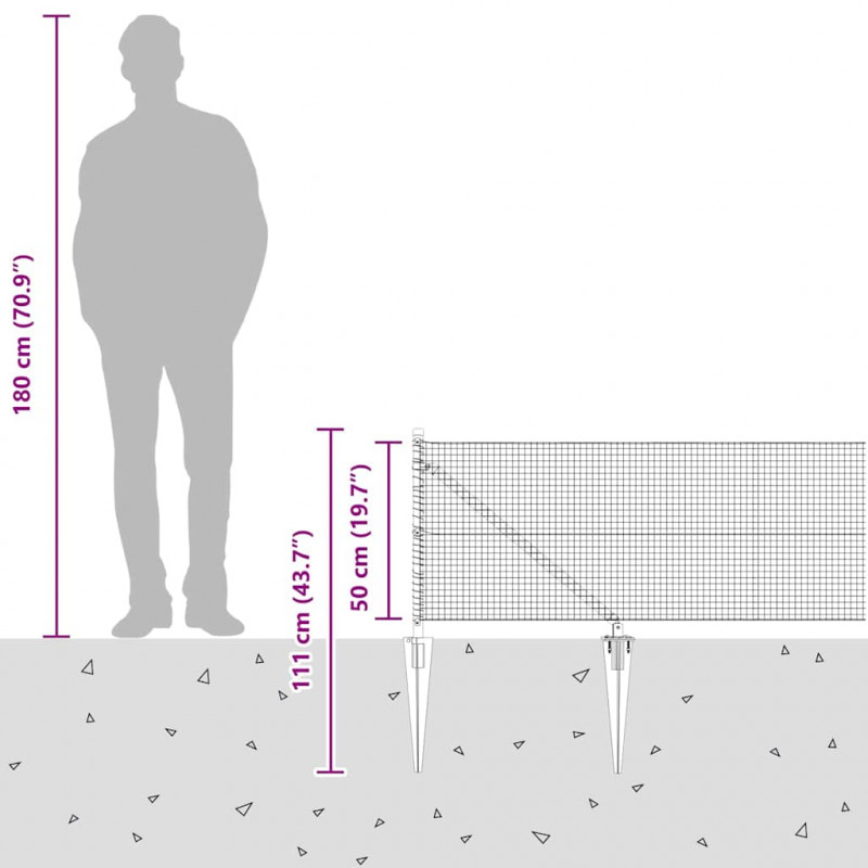 Słupek ogrodzeniowy. Srebrny 50 x 0,5 m (siatka 19 x 19 mm)