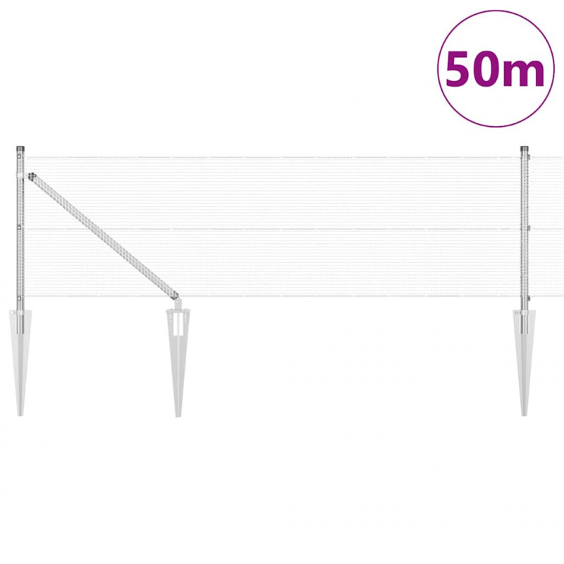 Słupek ogrodzeniowy. Srebrny 50 x 0,6 m (siatka 12 x 12 mm)