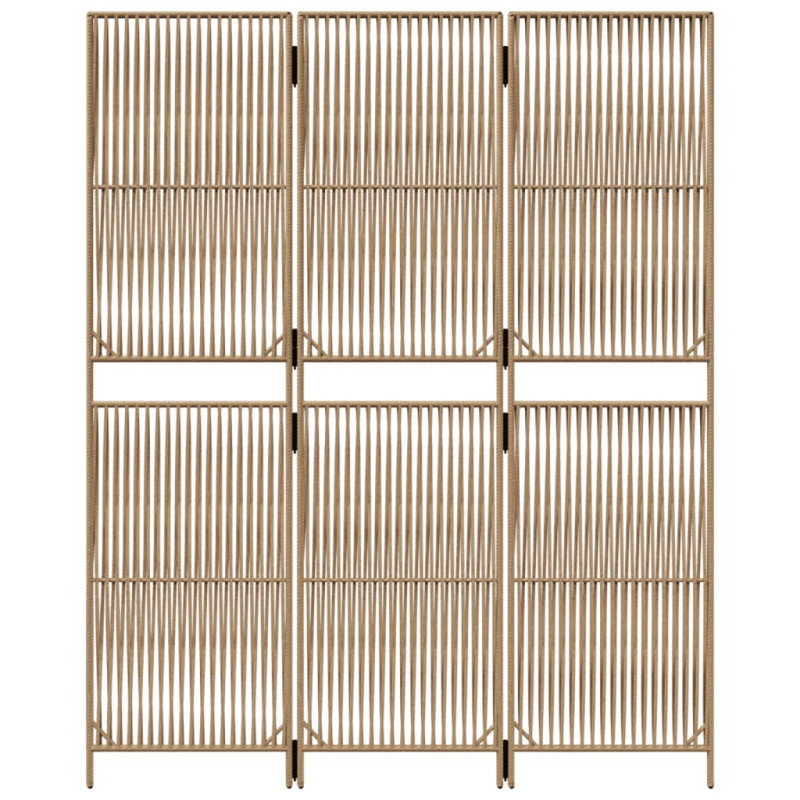 Parawan 3-panelowy, beżowy, polirattan