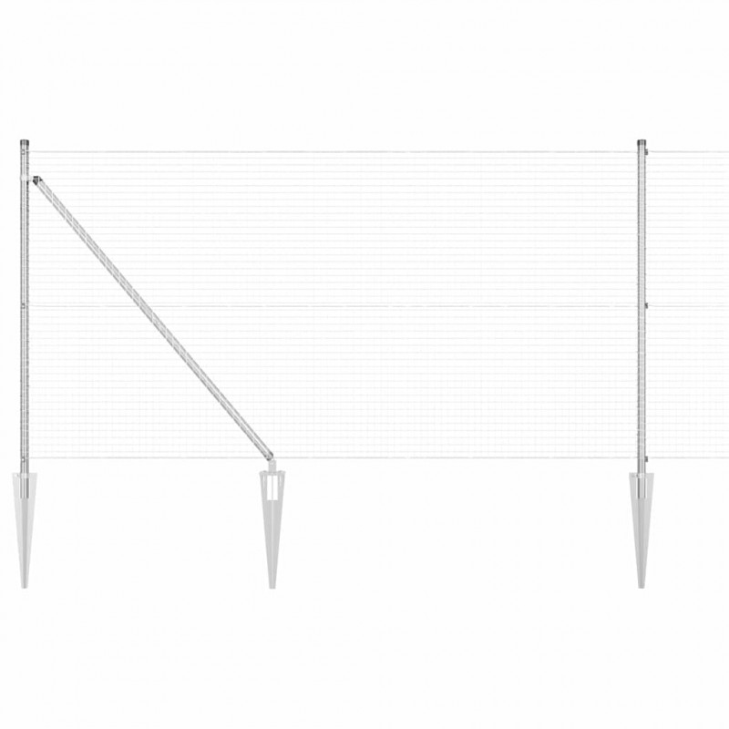 Słupek ogrodzeniowy. Srebrny 50 x 1 m (siatka 25 x 25 mm) Stal