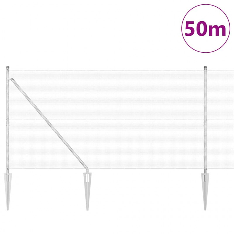 Słupek ogrodzeniowy. Srebrny 50 x 1,2 m (siatka 12 x 12 mm)