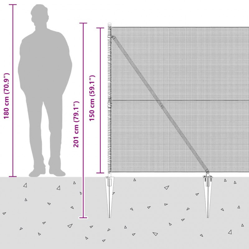 Słupek ogrodzeniowy. Srebrny 50 x 1,5 m (siatka 12 x 12 mm)