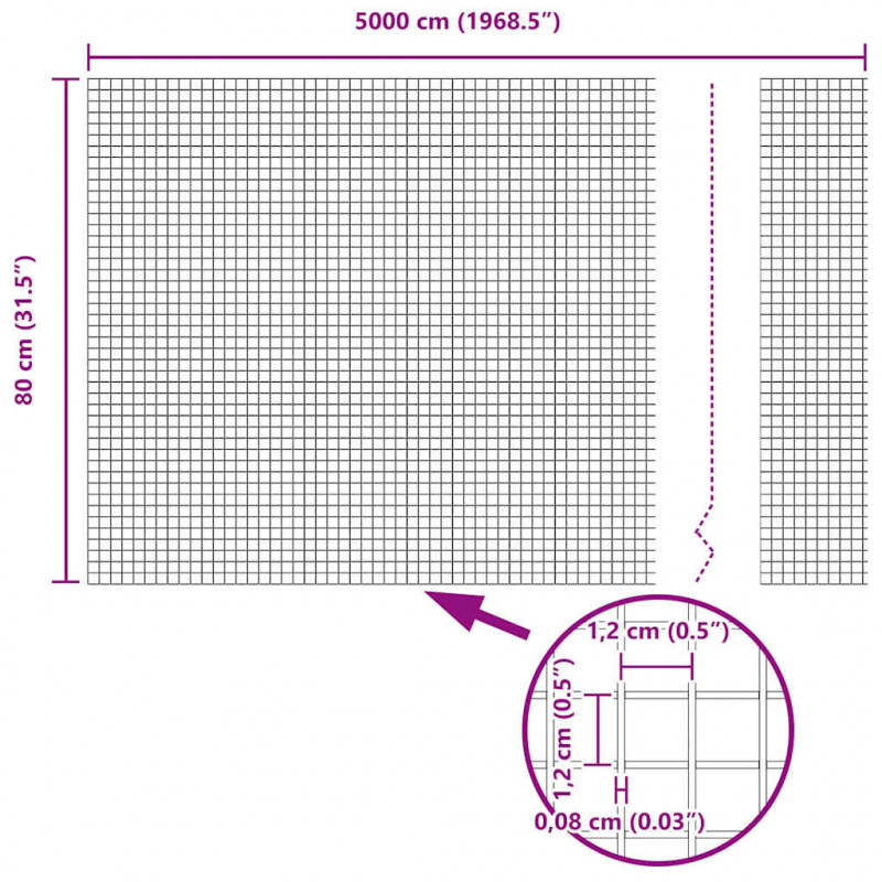 Słupek ogrodzeniowy. Zielony 50 x 0,8 m (siatka 12 x 12 mm)
