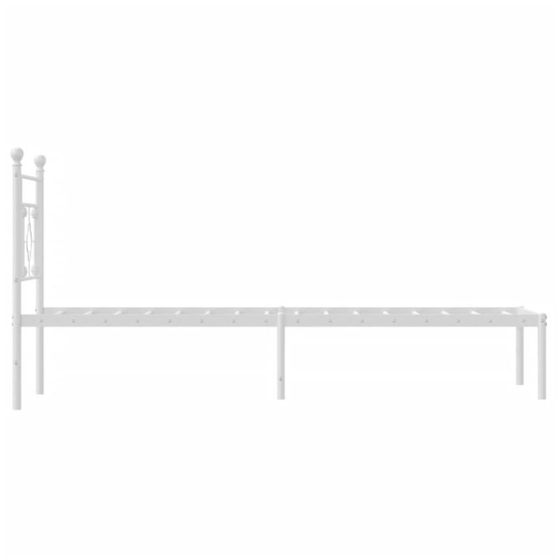 Metalowe łóżko z wezgłowiem, bez materaca, białe, 75x190 cm