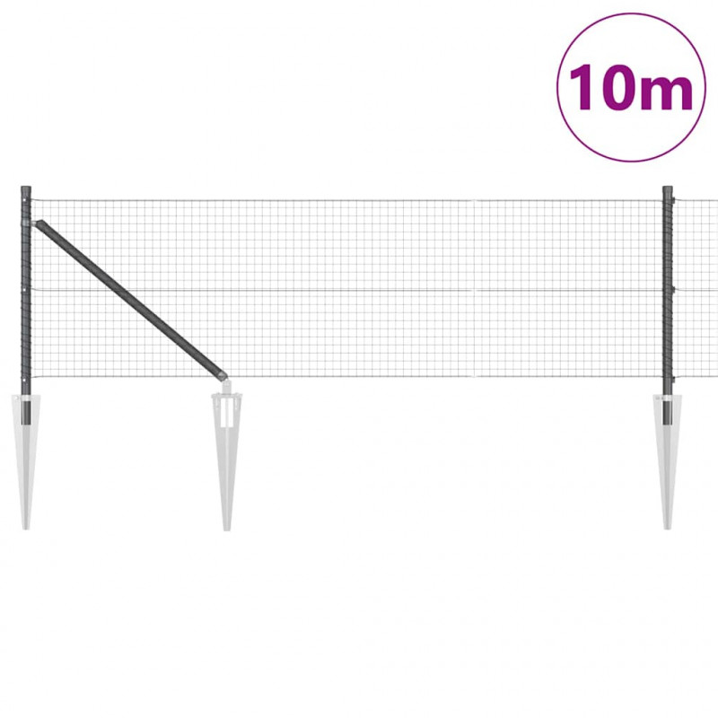 Słupek ogrodzeniowy. Szary 10 x 0,8 m (siatka 25 x 25 mm)