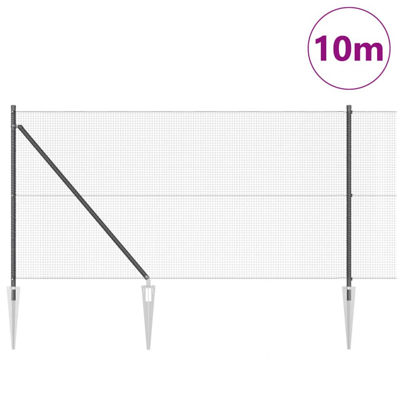 Słupek ogrodzeniowy. Szary 10 x 1 m (siatka 16 x 16 mm) Stal