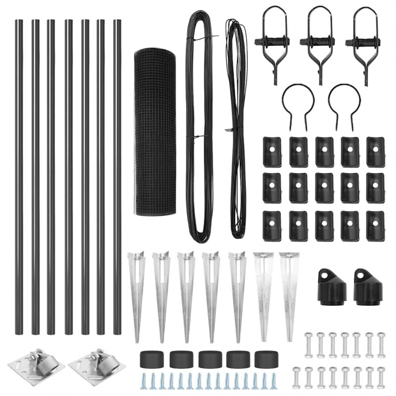 Słupek ogrodzeniowy. Szary 10 x 1 m (siatka 16 x 16 mm) Stal