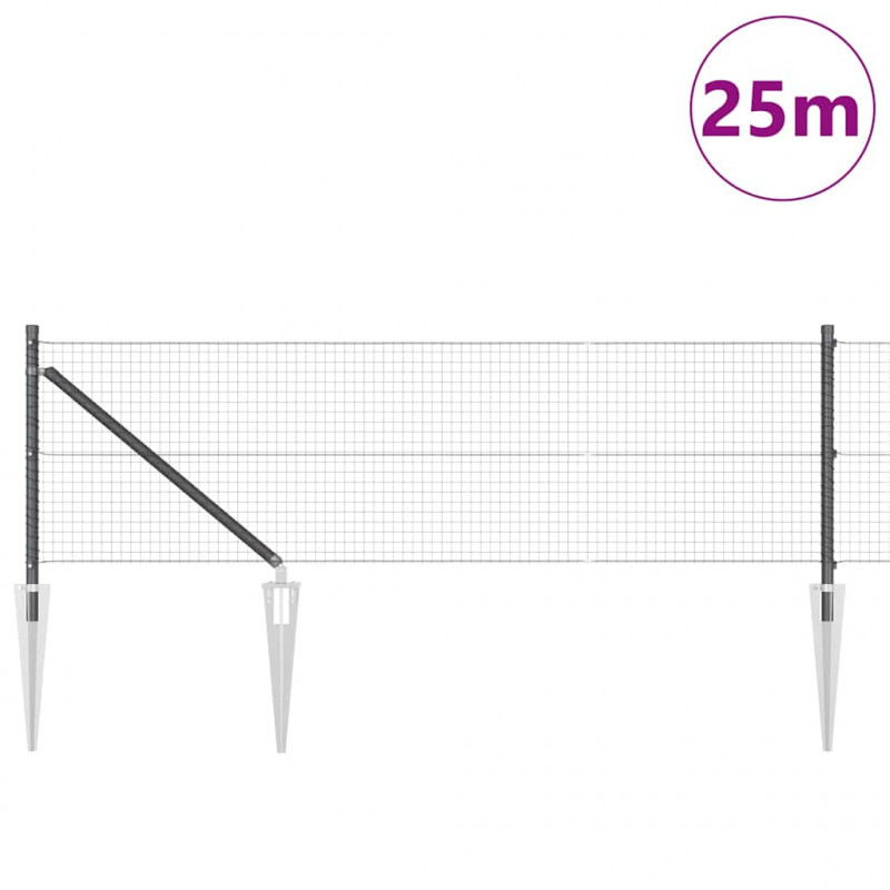 Słupek ogrodzeniowy. Szary 25 x 0,5 m (siatka 25 x 25 mm) Stal