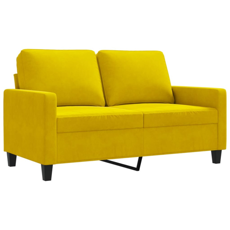Sofa 2-osobowa, żółta, 120 cm, tapicerowana aksamitem