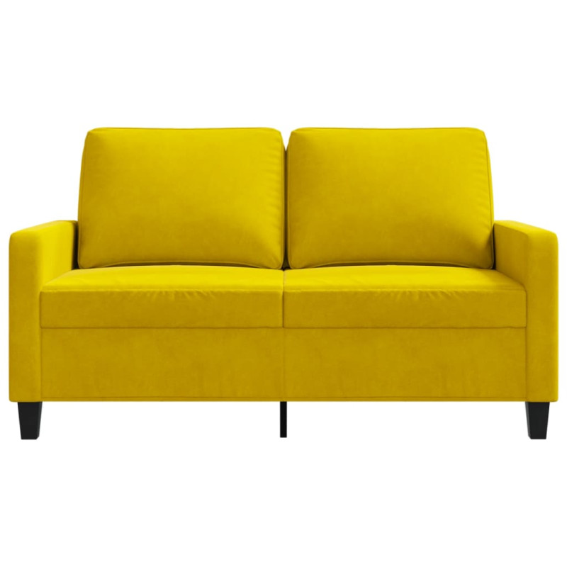 Sofa 2-osobowa, żółta, 120 cm, tapicerowana aksamitem