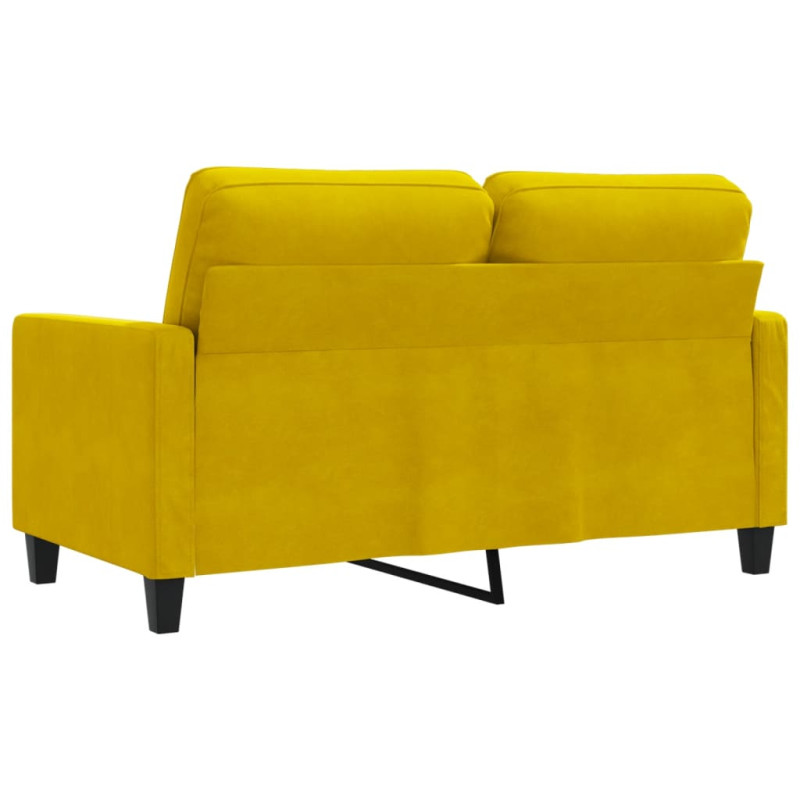 Sofa 2-osobowa, żółta, 120 cm, tapicerowana aksamitem