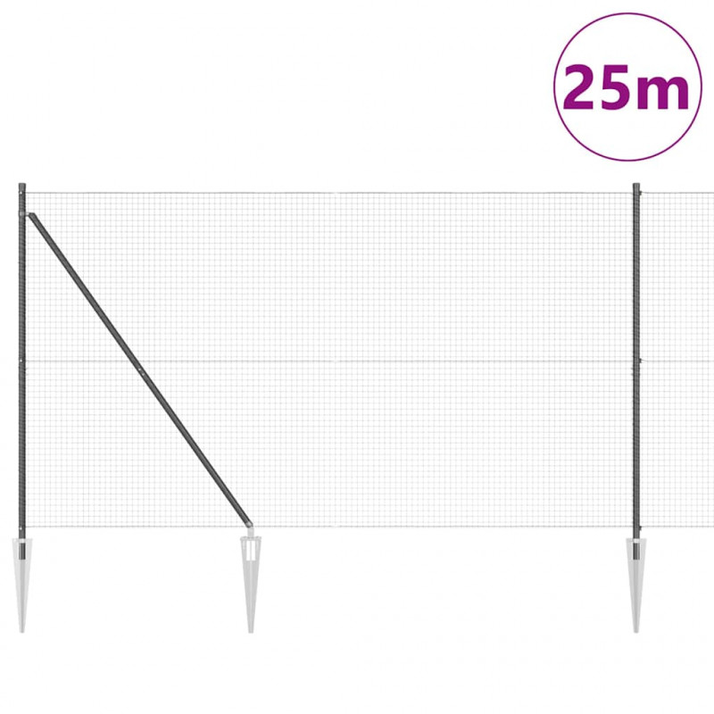 Słupek ogrodzeniowy. Szary 25 x 1,6 m (siatka 25 x 25 mm)