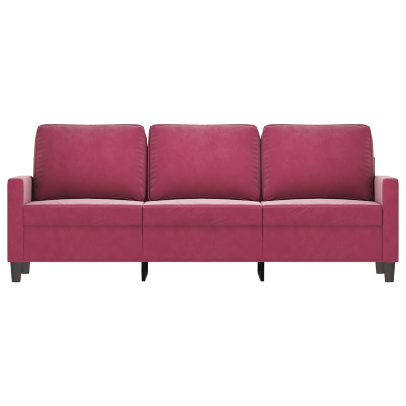 Sofa 3-osobowa, winna czerwień, 180 cm, obita aksamitem