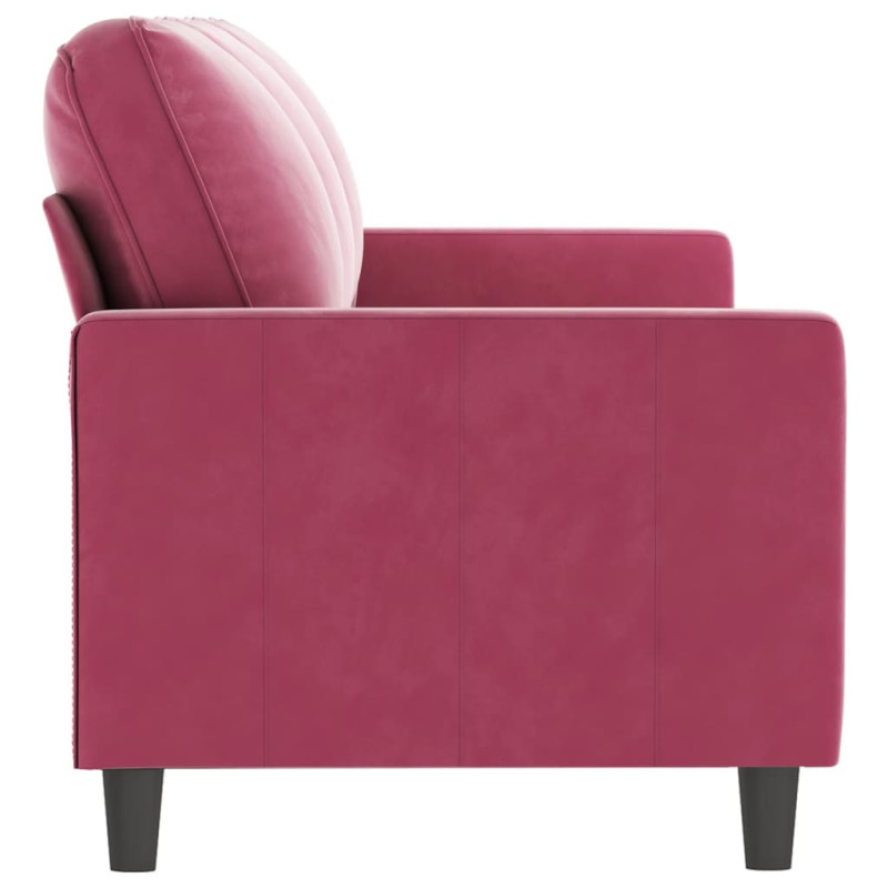 Sofa 3-osobowa, winna czerwień, 180 cm, obita aksamitem