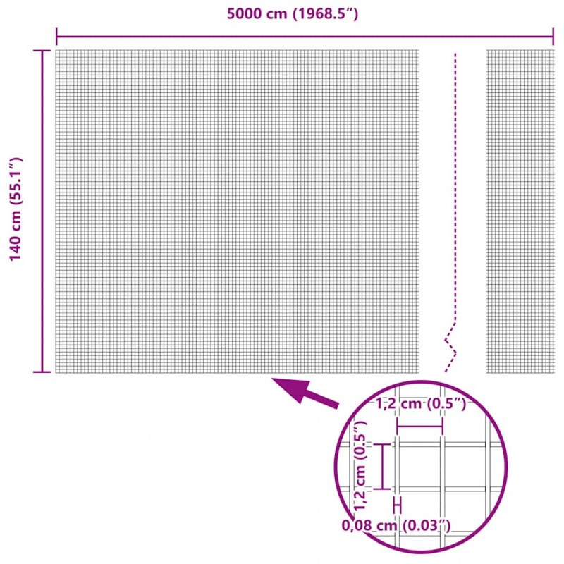 Słupek ogrodzeniowy. Szary 50 x 1,4 m (siatka 12 x 12 mm)