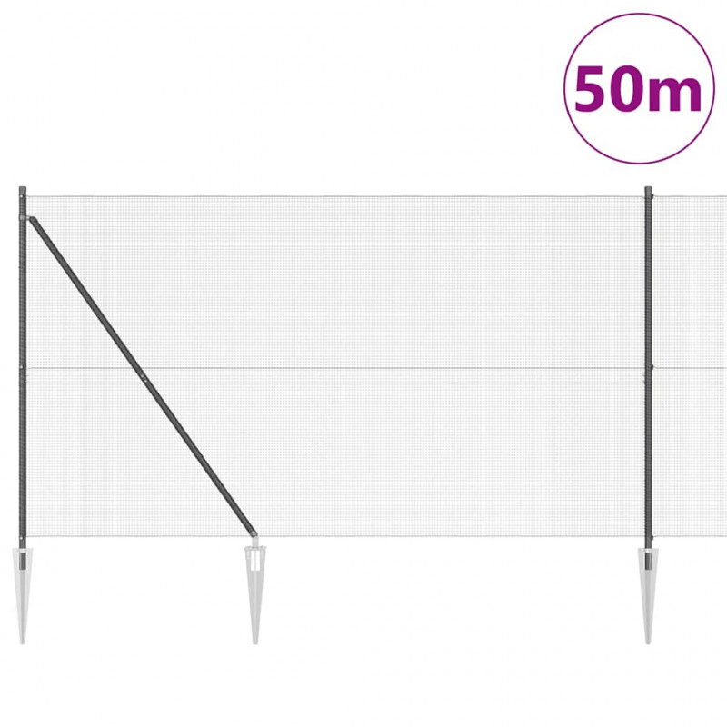 Słupek ogrodzeniowy. Szary 50 x 1,5 m (siatka 12 x 12 mm)