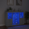 Szafki z oświetleniem LED, 3 szt., szary dąb sonoma