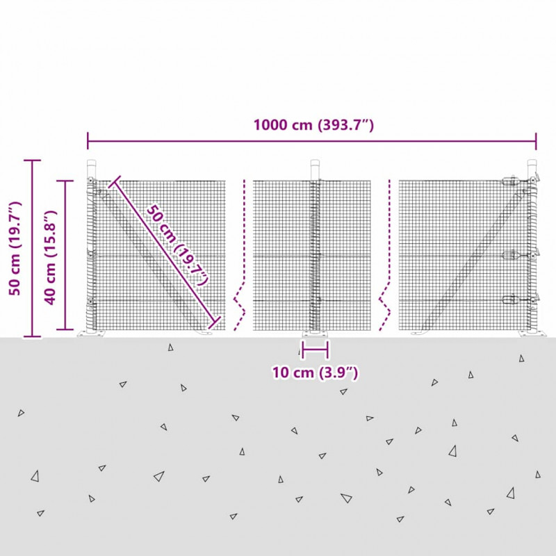 Słupek ogrodzeniowy. Srebrny 10 x 0,4 m (siatka 12 x 12 mm)