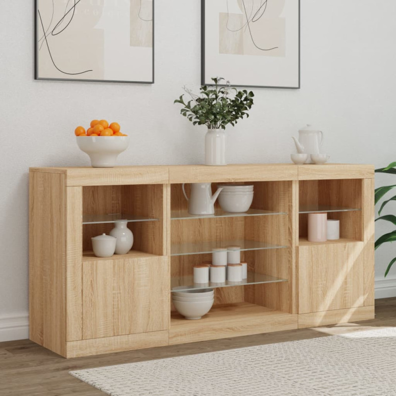 Szafka z oświetleniem LED, dąb sonoma, 142,5x37x67 cm