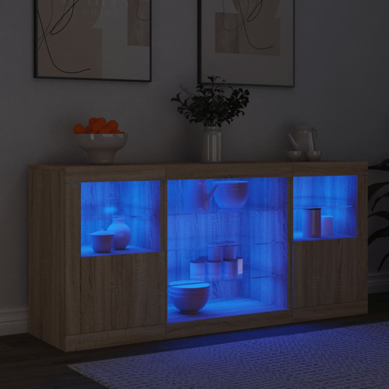 Szafka z oświetleniem LED, dąb sonoma, 142,5x37x67 cm