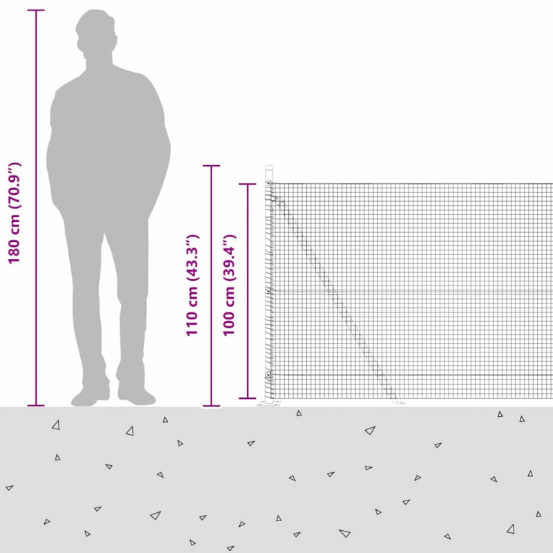 Słupek ogrodzeniowy. Srebrny 10 x 1 m (siatka 19 x 19 mm) Stal