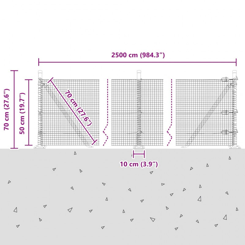 Słupek ogrodzeniowy. Srebrny 25 x 0,5 m (siatka 16 x 16 mm)