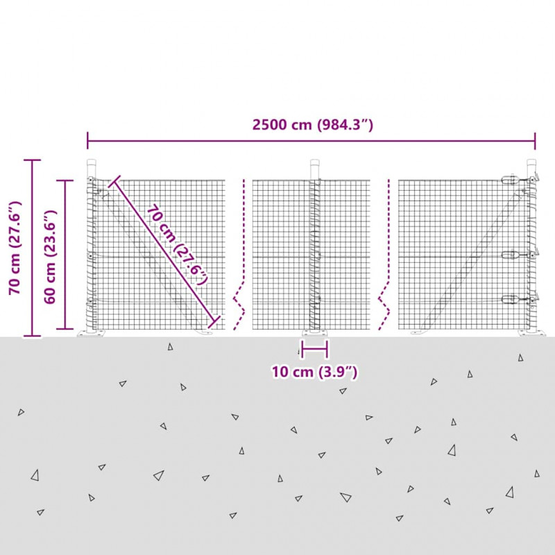 Słupek ogrodzeniowy. Srebrny 25 x 0,6 m (siatka 19 x 19 mm)