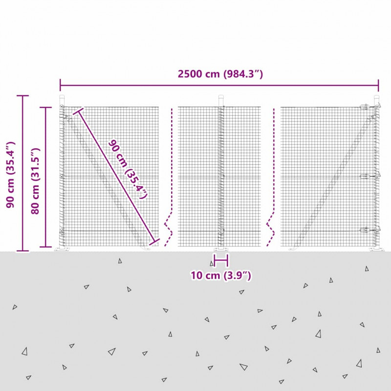 Słupek ogrodzeniowy. Srebrny 25 x 0,8 m (19 x 19 mm siatka)