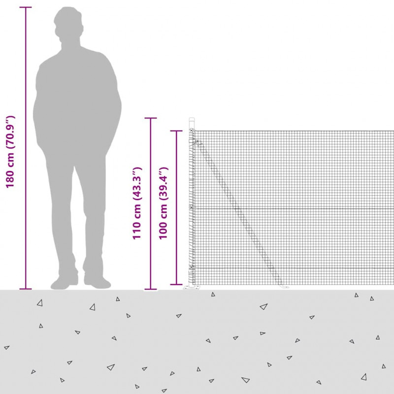 Słupek ogrodzeniowy. Srebrny 25 x 1 m (siatka 16 x 16 mm) Stal