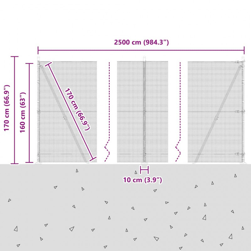 Słupek ogrodzeniowy. Srebrny 25 x 1,6 m (siatka 12 x 12 mm)