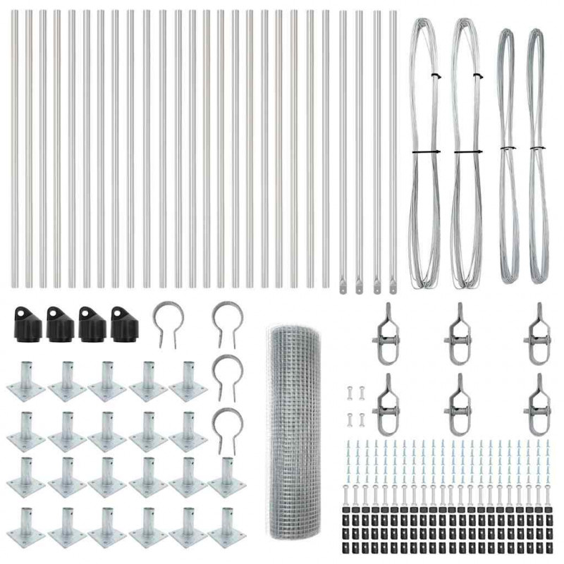 Słupek ogrodzeniowy. Srebrny 50 x 1 m (siatka 19 x 19 mm) Stal