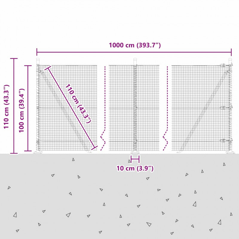 Słupek ogrodzeniowy. Zielony 10 x 1 m (siatka 19 x 19 mm) Stal