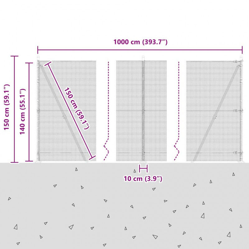 Słupek ogrodzeniowy. Zielony 10 x 1,4 m (siatka 12 x 12 mm)
