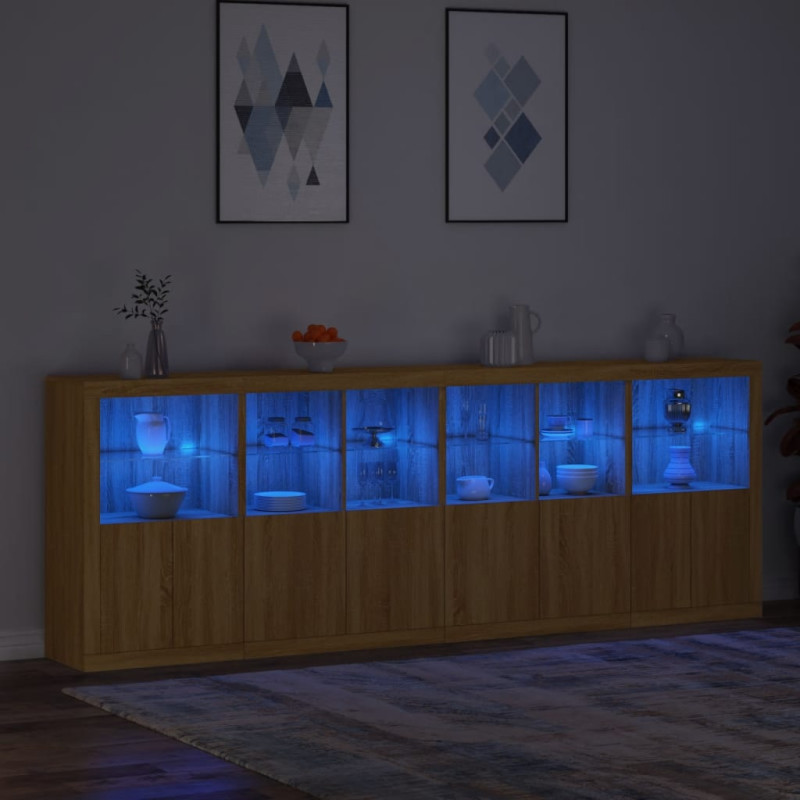Szafka z oświetleniem LED, dąb sonoma, 283x37x100 cm