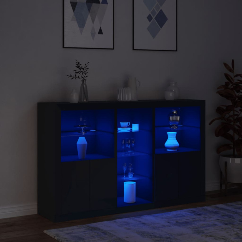 Szafka z oświetleniem LED, czarna, 162x37x100 cm