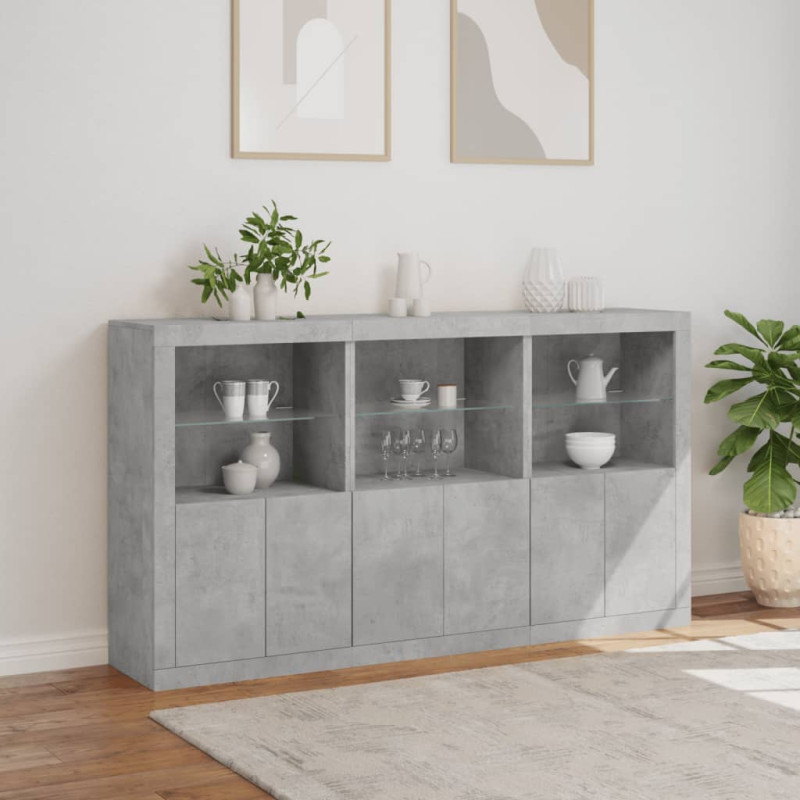 Szafka z oświetleniem LED, szarość betonu, 181,5x37x100 cm