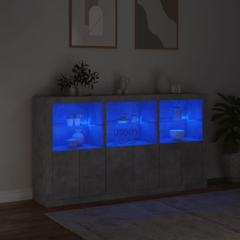 Szafka z oświetleniem LED, szarość betonu, 181,5x37x100 cm