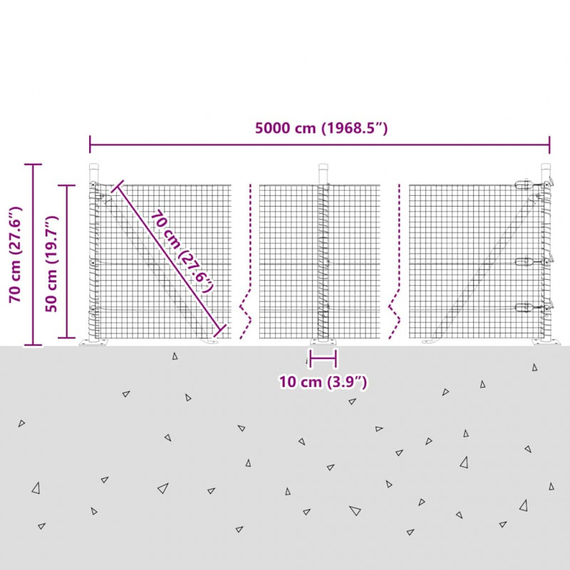 Słupek ogrodzeniowy. Zielony 50 x 0,5 m (siatka 19 x 19 mm)