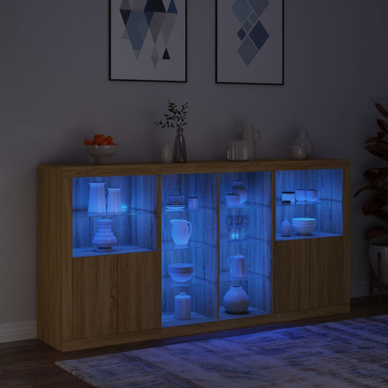 Szafka z oświetleniem LED, dąb sonoma, 202x37x100 cm