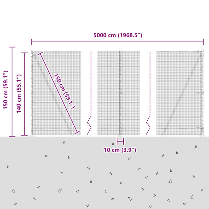 Słupek ogrodzeniowy. Zielony 50 x 1,4 m (siatka 12 x 12 mm)
