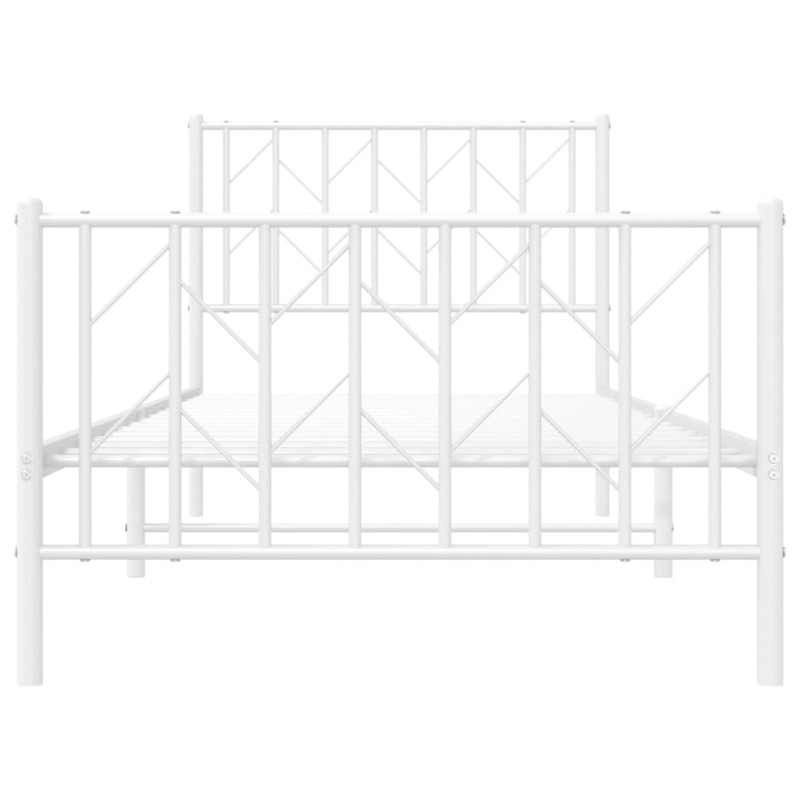 Metalowa rama łóżka z wezgłowiem i zanóżkiem, biała, 90x190 cm